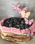 Purple Pink Butterfly Cake Decoration Happy Birthday Cake Topper Wedding Birthday Party Dessert Baking Decoration