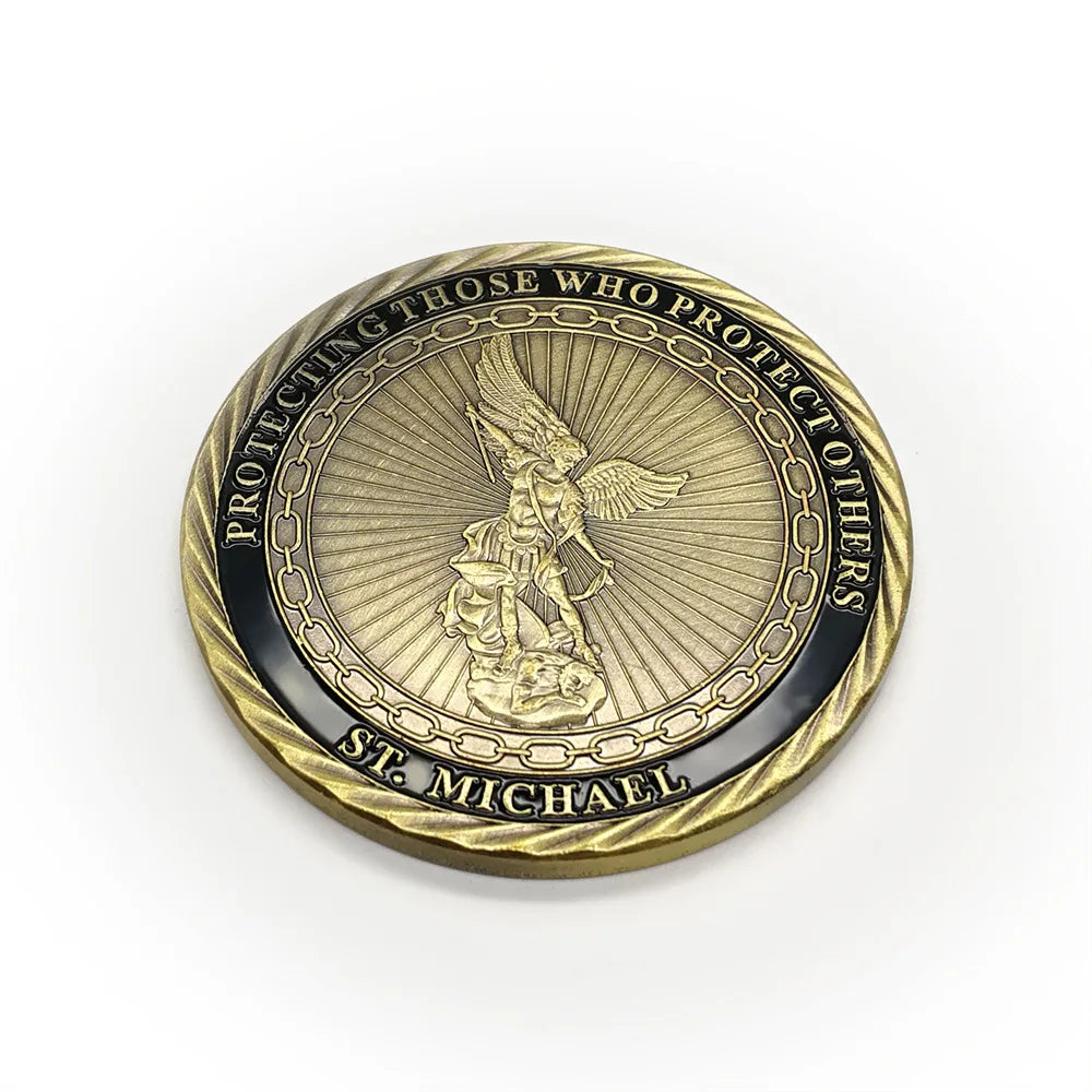 United States Federal Bureau of Investigation Souvenir Gold Plated Coin Collection ST. Micheal Commemorative Coin Challenge Coin